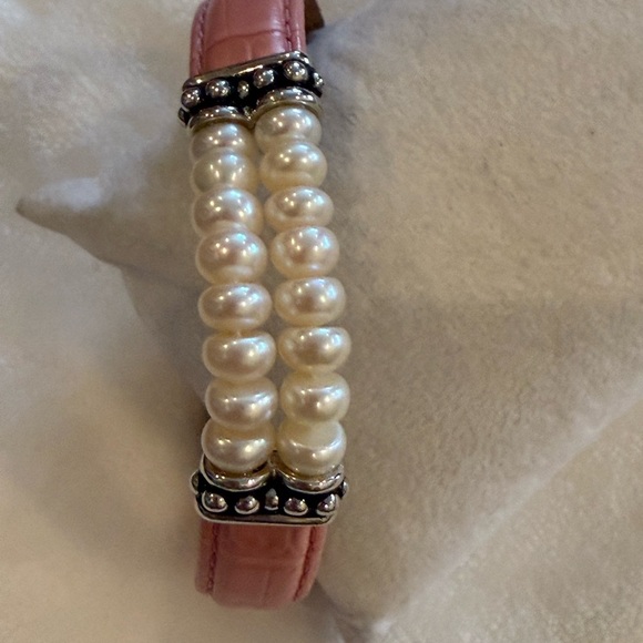 Honora Pink Leather & Pearl Bracelet – Genuine Leather, Silver Accents - EUC - Picture 12 of 13